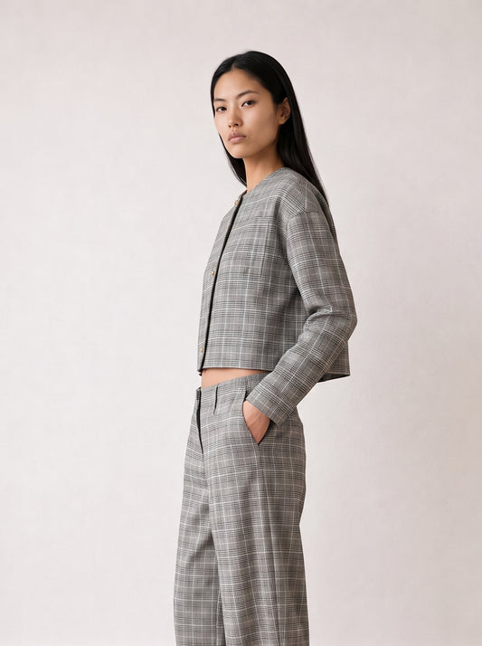 Checked cropped jacket
