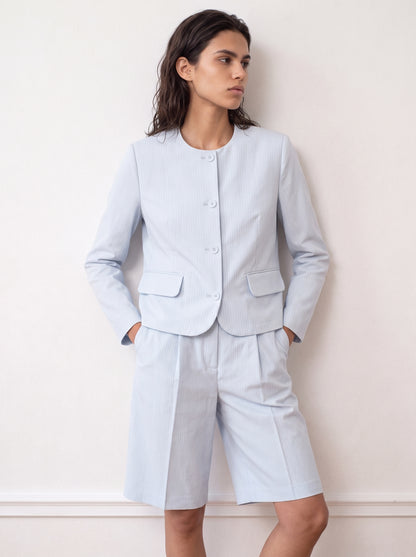 Tailored collarless jacket