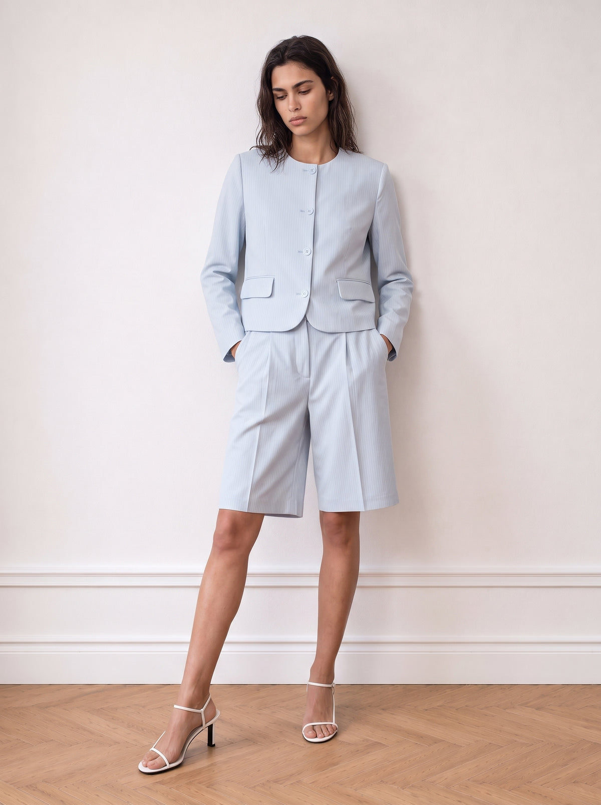 Tailored collarless jacket