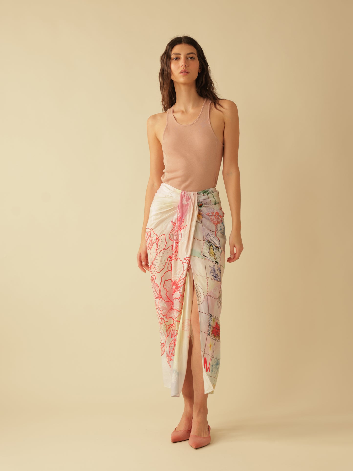 Maia Tie Front Linen Skirt