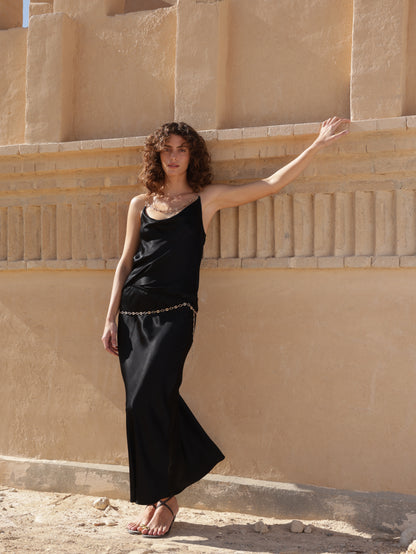 Viscose skirt with gold chain