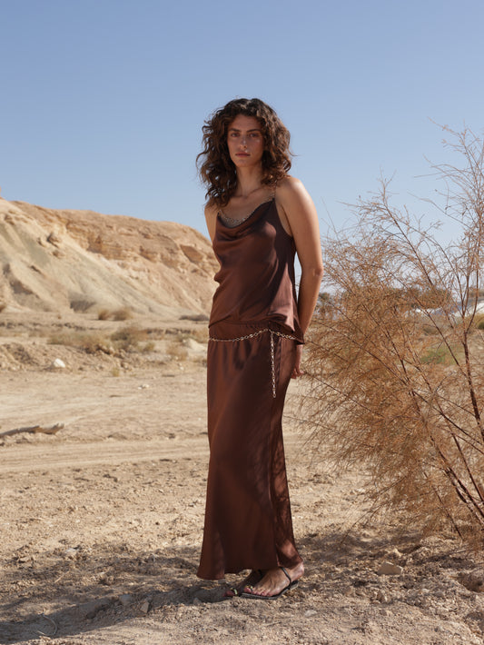 Viscose skirt with gold chain