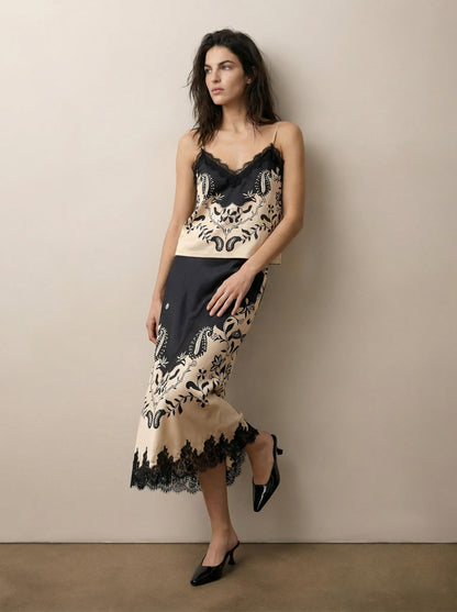 חצאית ארוכה שילוב תחרה