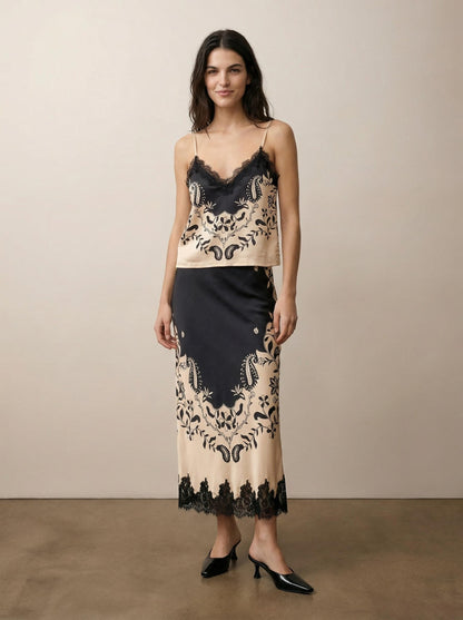 חצאית ארוכה שילוב תחרה