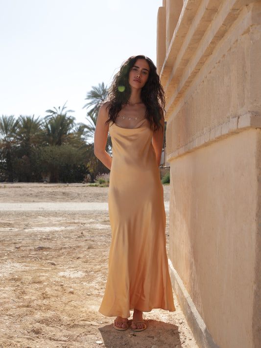 Viscose dress with gold chain