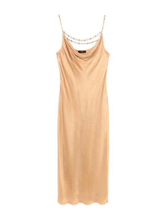 Viscose dress with gold chain