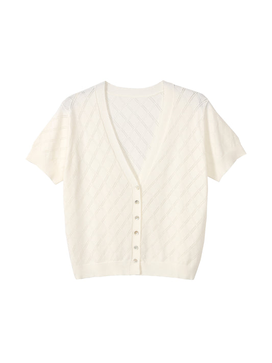 Short Sleeve Knit Cardigan