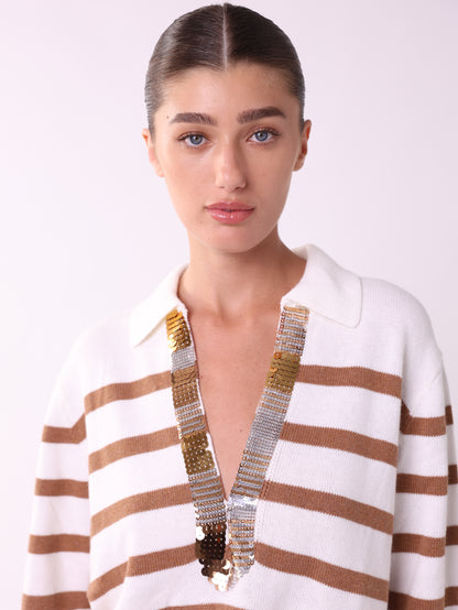 Sequined Stripe Knit