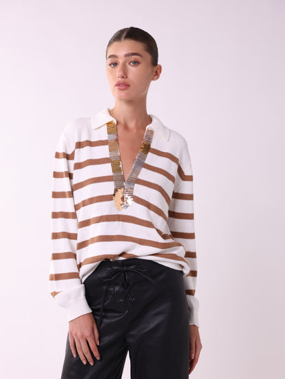 Sequined Stripe Knit