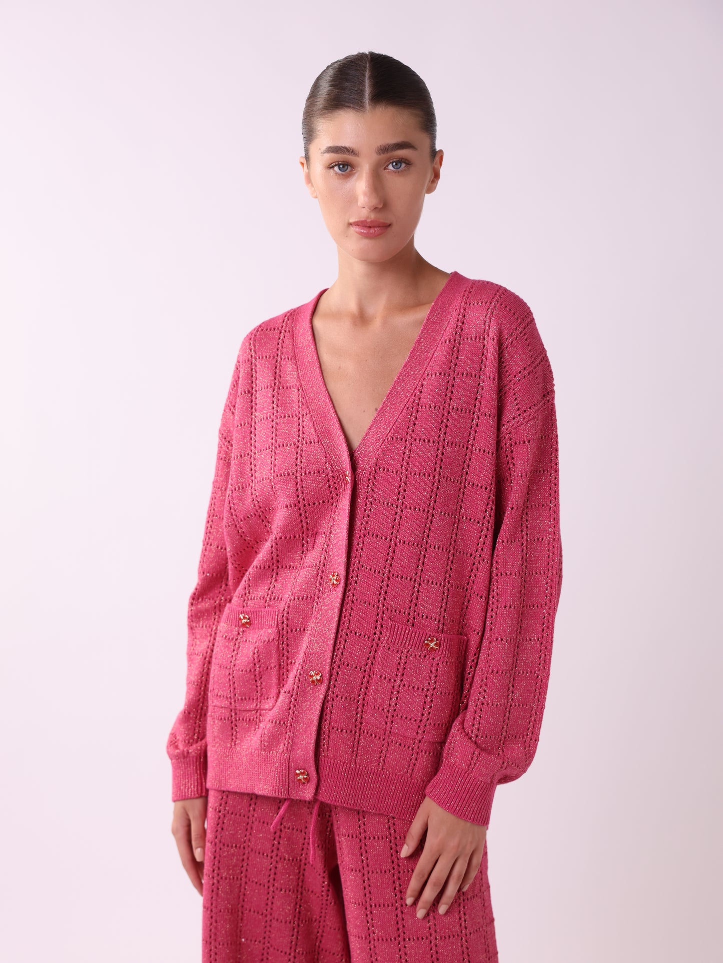 Long Lurex Knit Cardigan