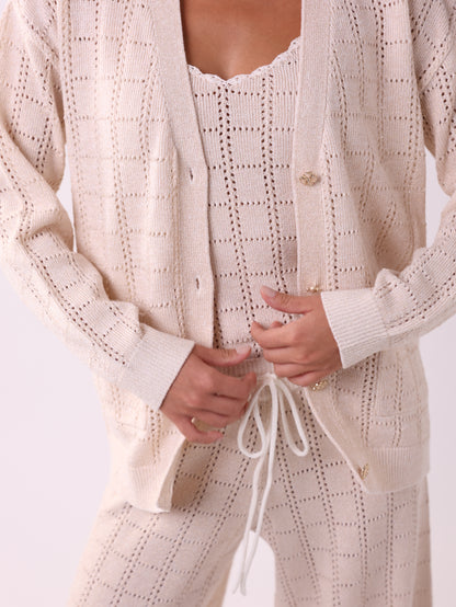 Long Lurex Knit Cardigan