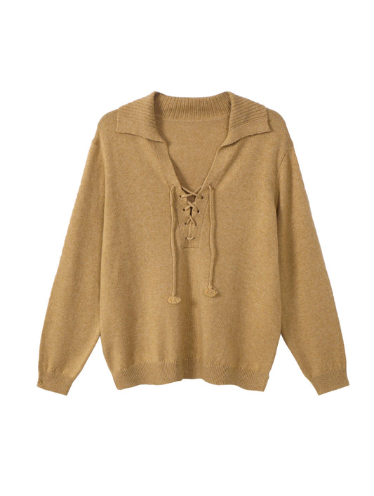 Tie-up knit cardigan