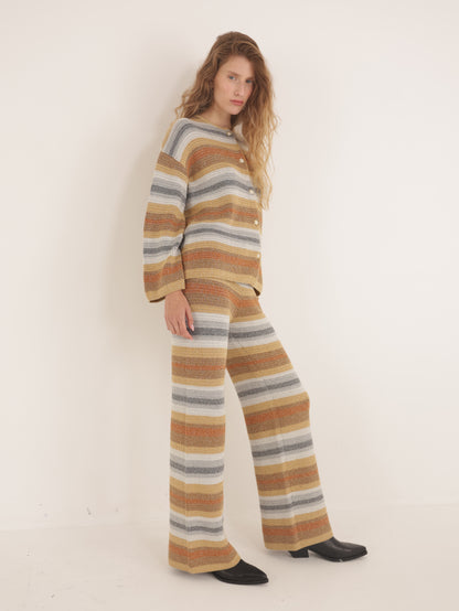 Striped lurex knit pants