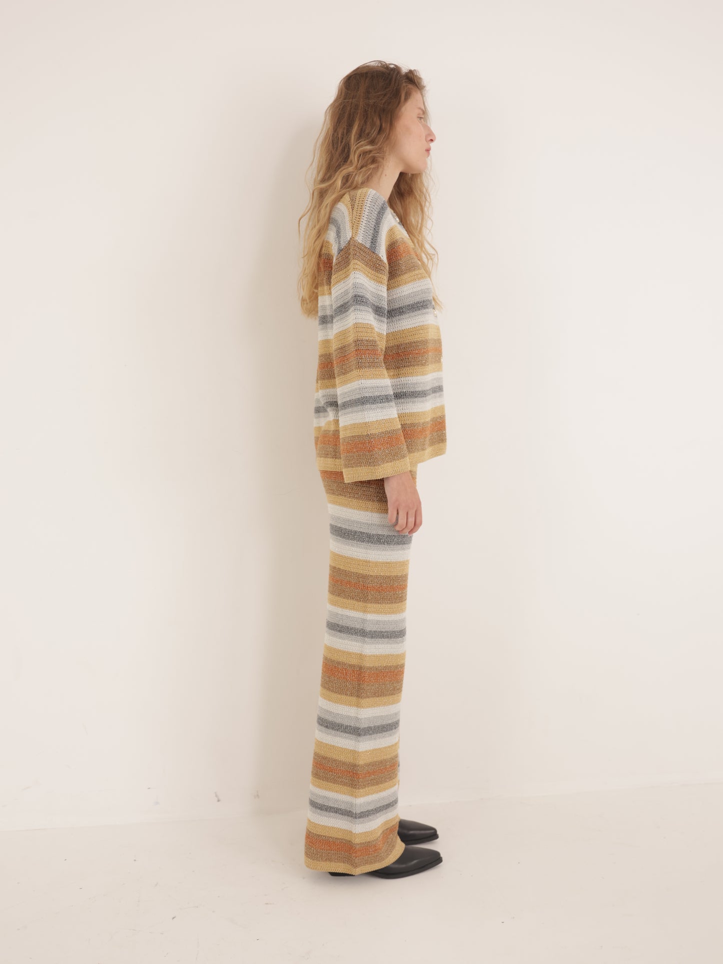 Striped lurex knit pants