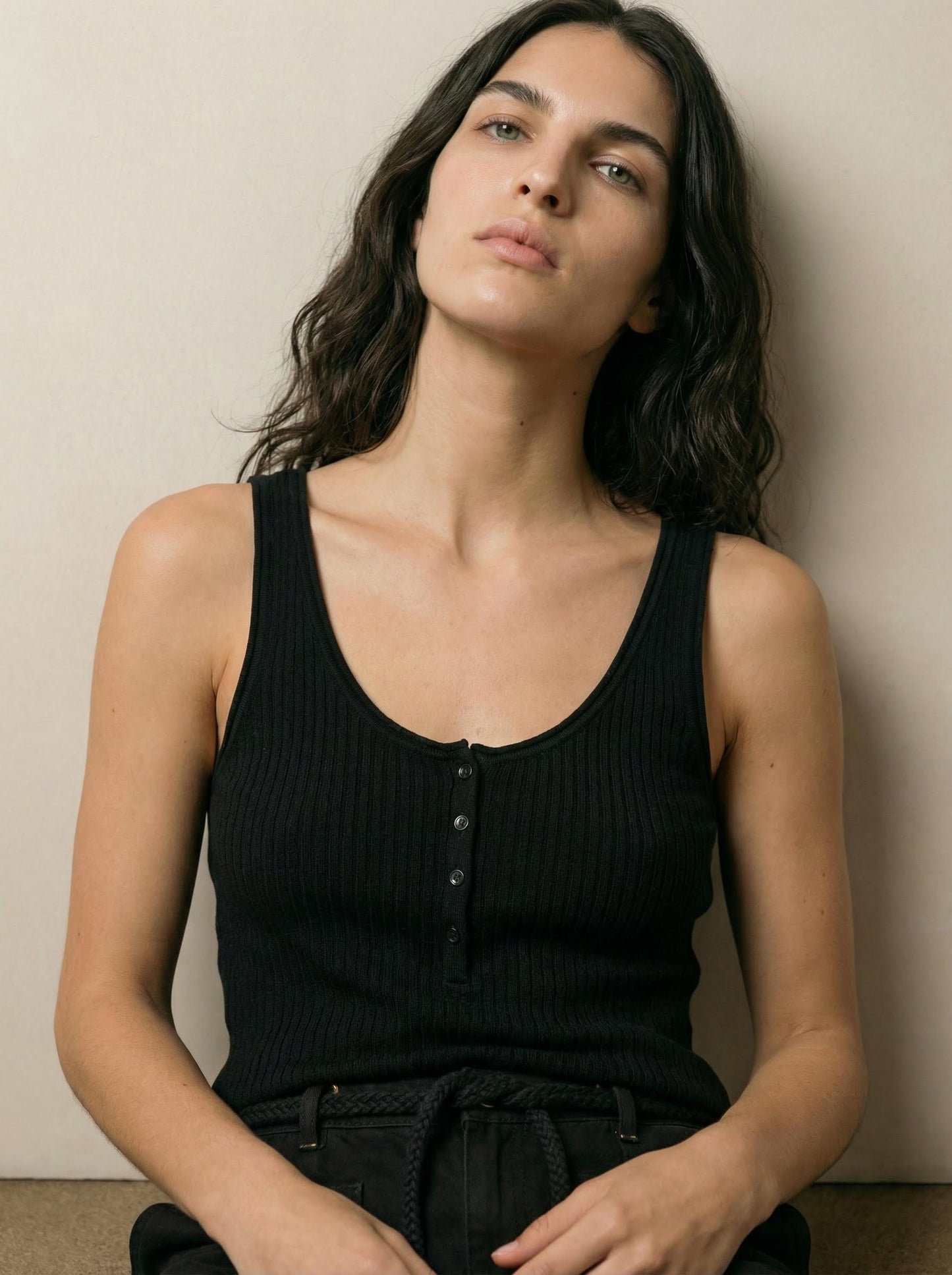 Linen knit tank top