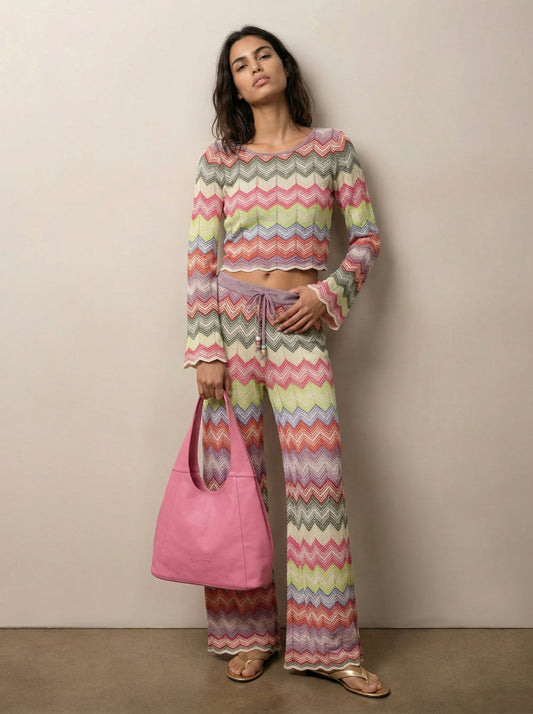 מכנס סריג רגל רחבה