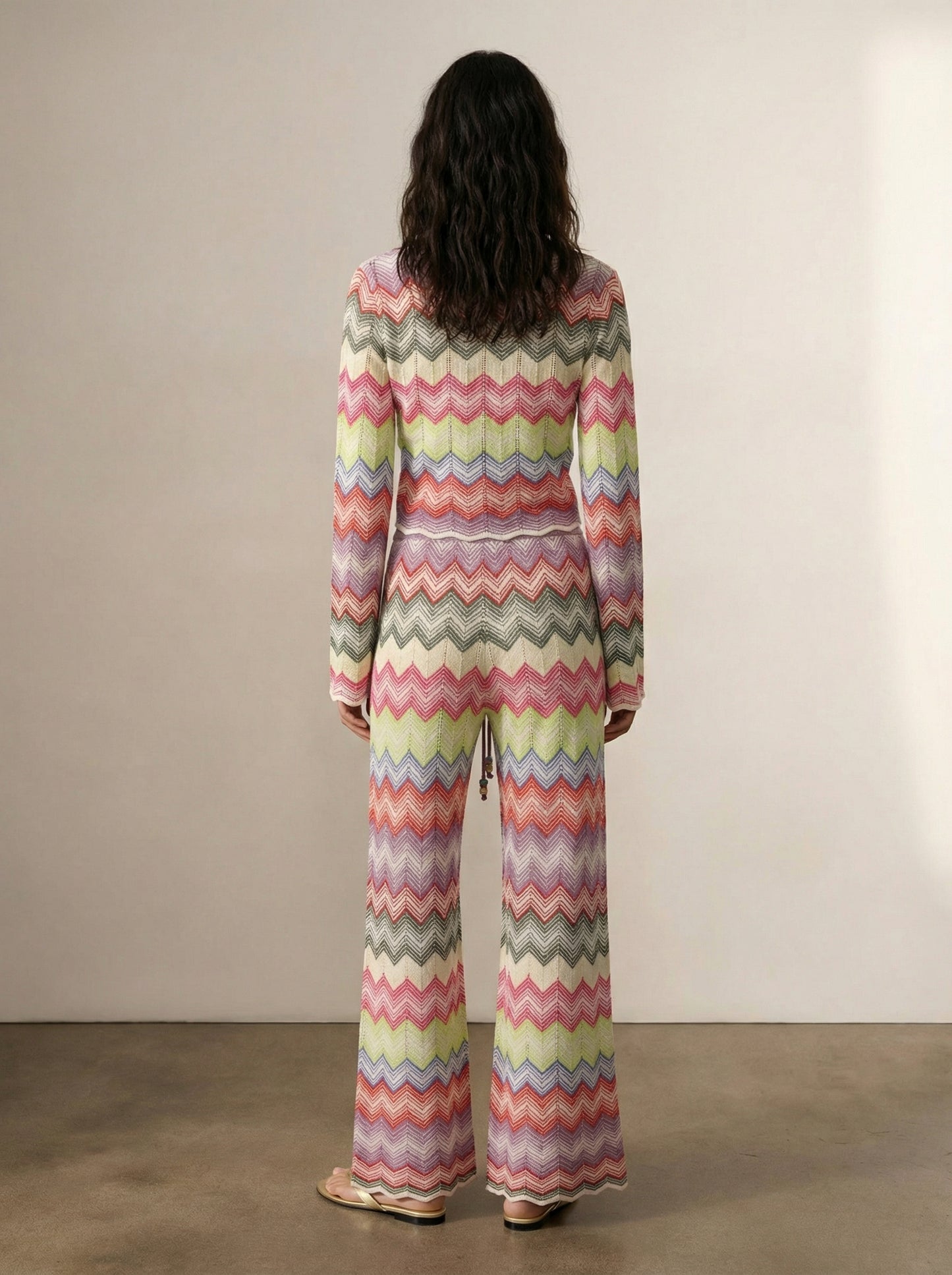 מכנס סריג רגל רחבה