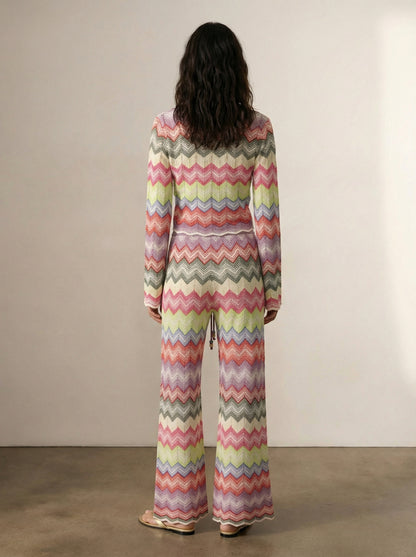 מכנס סריג רגל רחבה