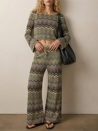 מכנס סריג רגל רחבה