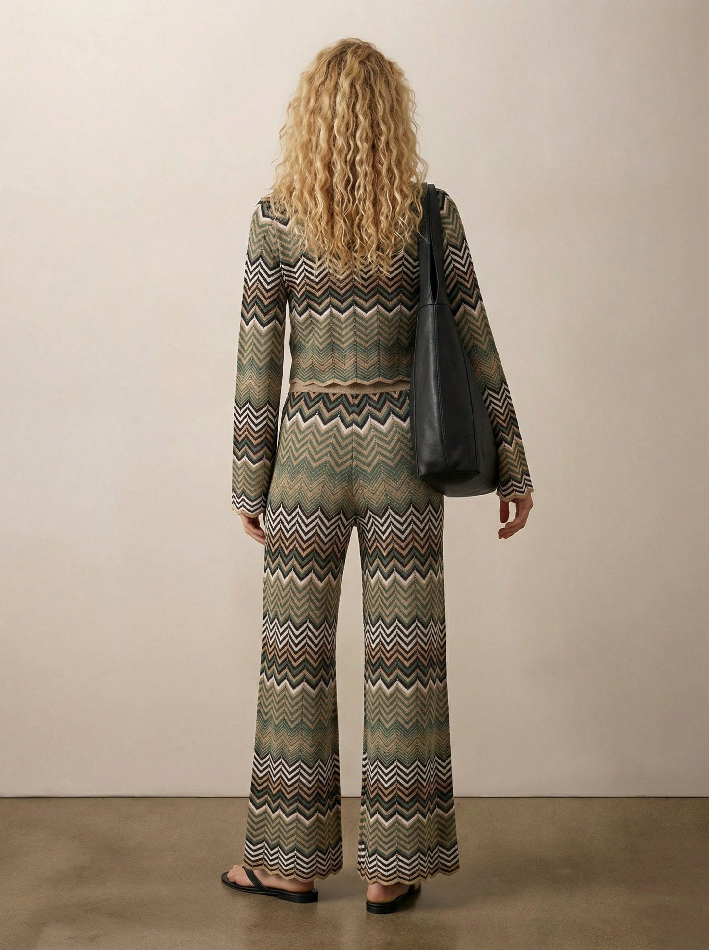 מכנס סריג רגל רחבה