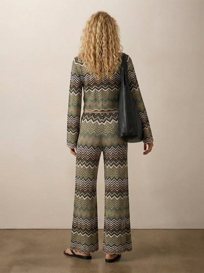 מכנס סריג רגל רחבה