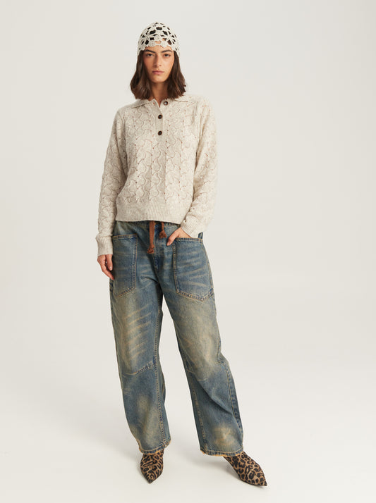 Elia Crochet Placket Knit