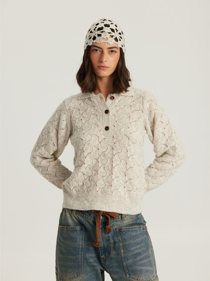Elia Crochet Placket Knit