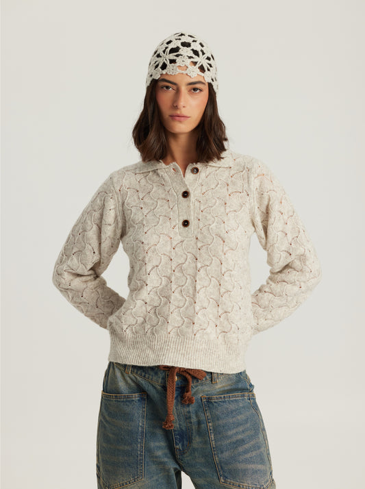 Elia Crochet Placket Knit