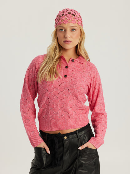 Elia Crochet Placket Knit