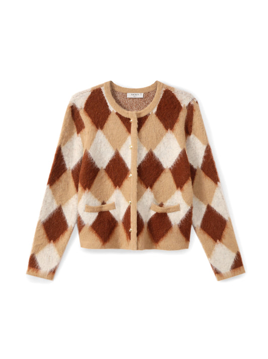 Argyle wool cardigan