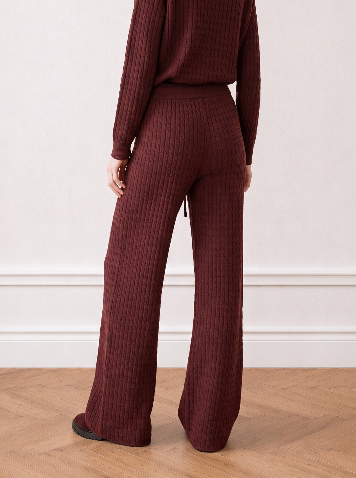 Wool cable-knit trousers