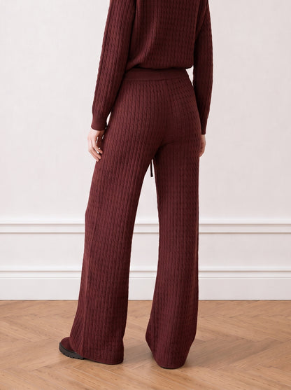 Wool cable-knit trousers