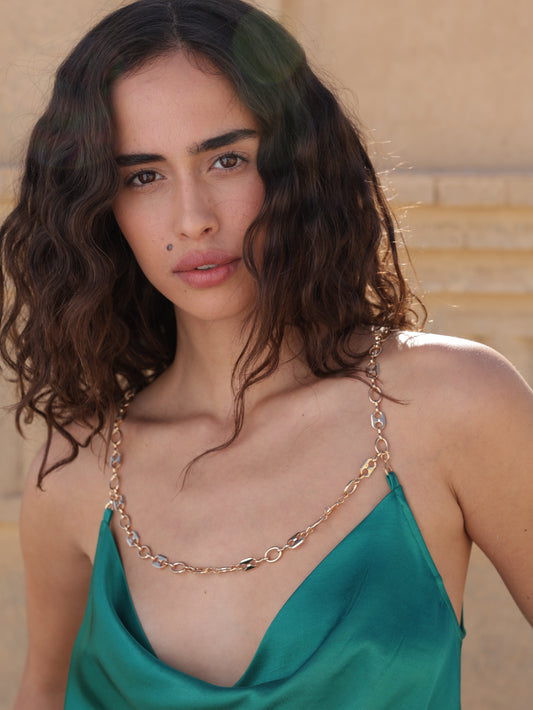 Viscose tank top with gold chain