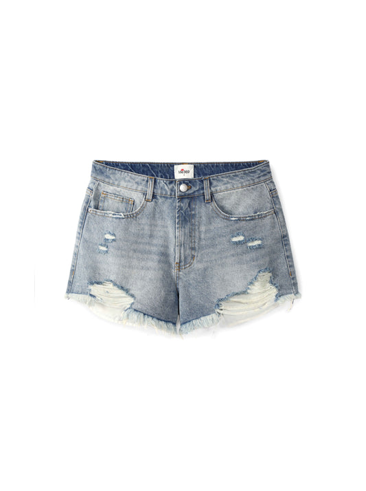 Ripped denim shorts