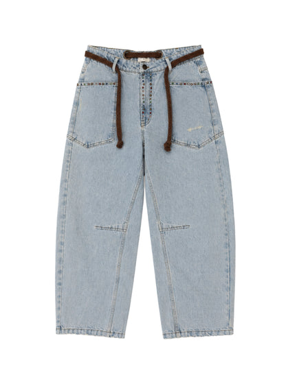 Studded Barrel-leg Jeans