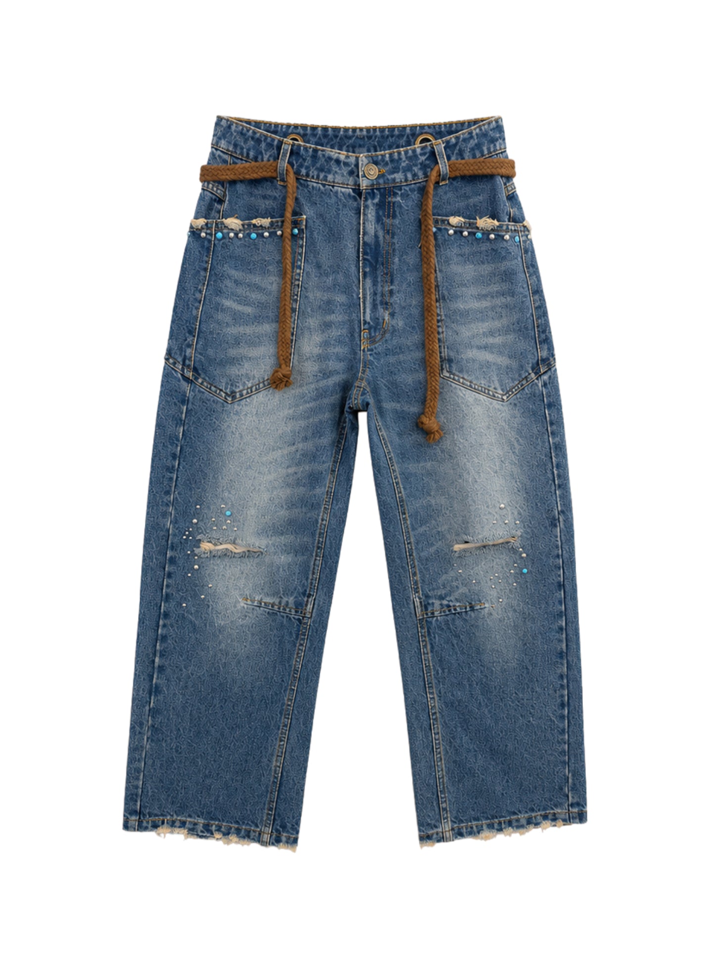 Studded Barrel-leg Jeans