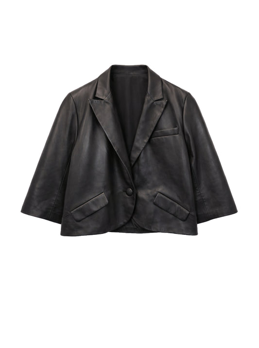 Cropped leather jacket