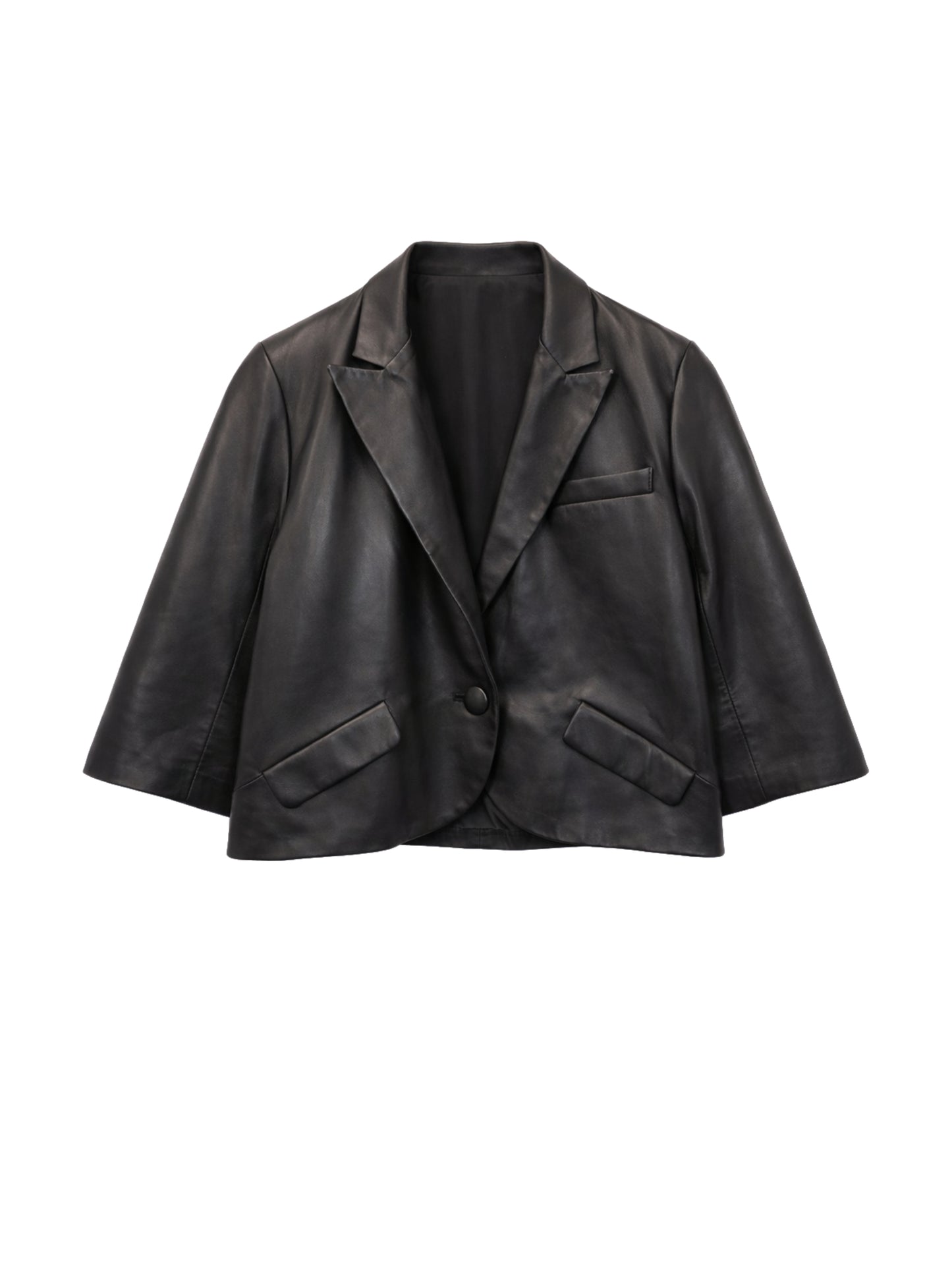 Cropped leather jacket