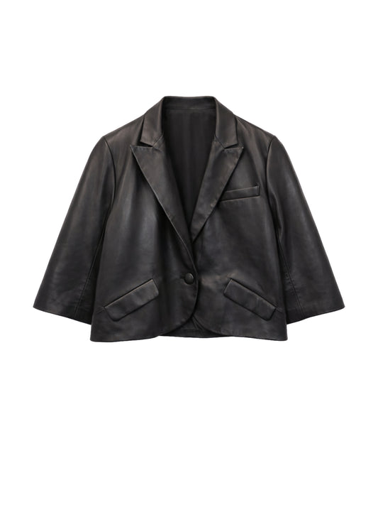 Cropped leather jacket