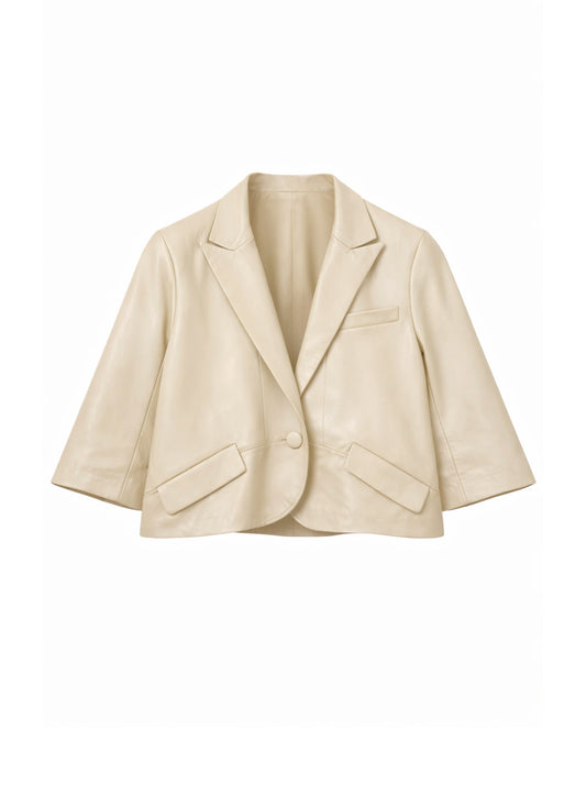 Cropped leather jacket