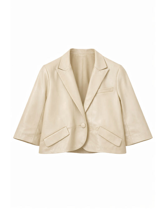 Cropped leather jacket