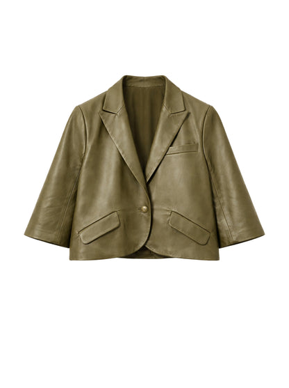 Cropped leather jacket