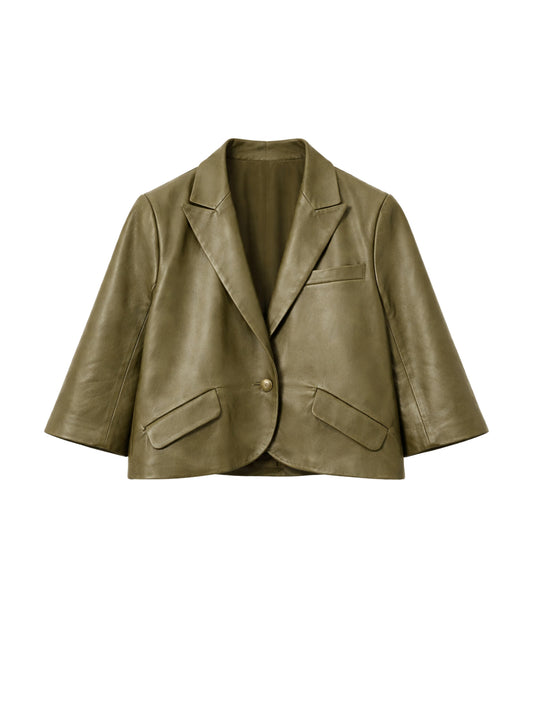 Cropped leather jacket