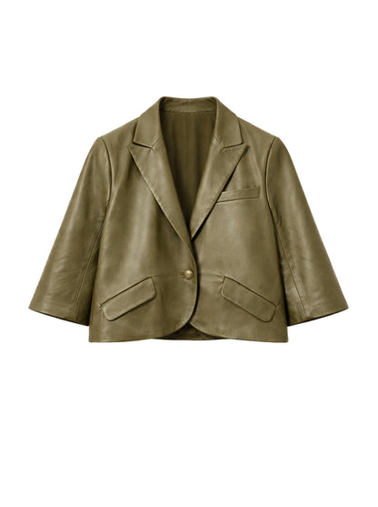 Cropped leather jacket