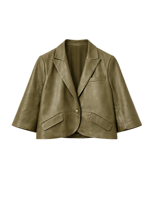 Cropped leather jacket