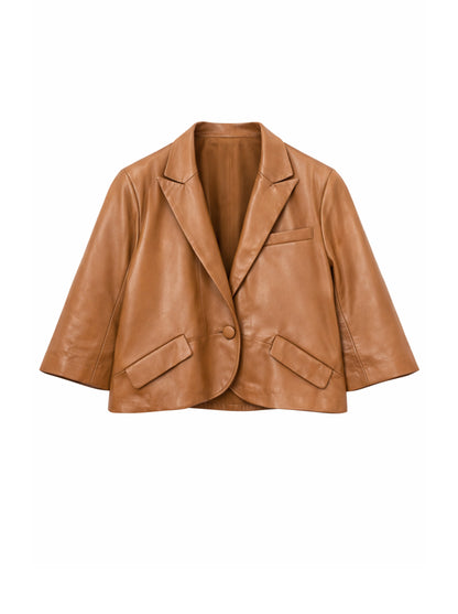 Cropped leather jacket