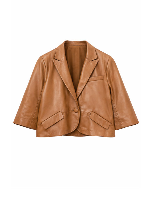 Cropped leather jacket