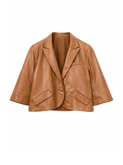 Cropped leather jacket