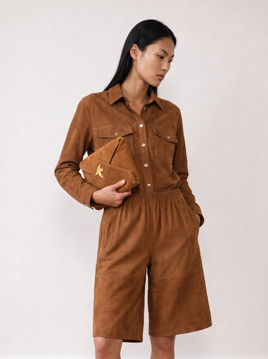 Suede Bermuda shorts