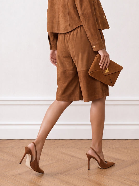 Suede Bermuda shorts